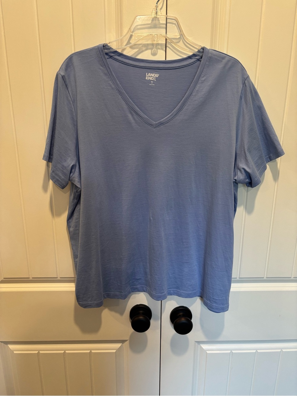 Lands' End Short-Sleeve V-Neck Tee in Light Periwinkle